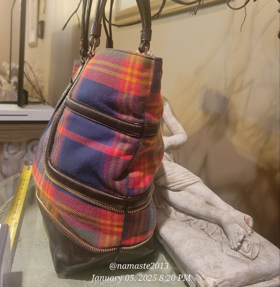 L.A.M.B. Gwen Stefani Plaid Leather  Satchel Shoulder Bag Designer Celebrity  75 - Picture 6 of 15